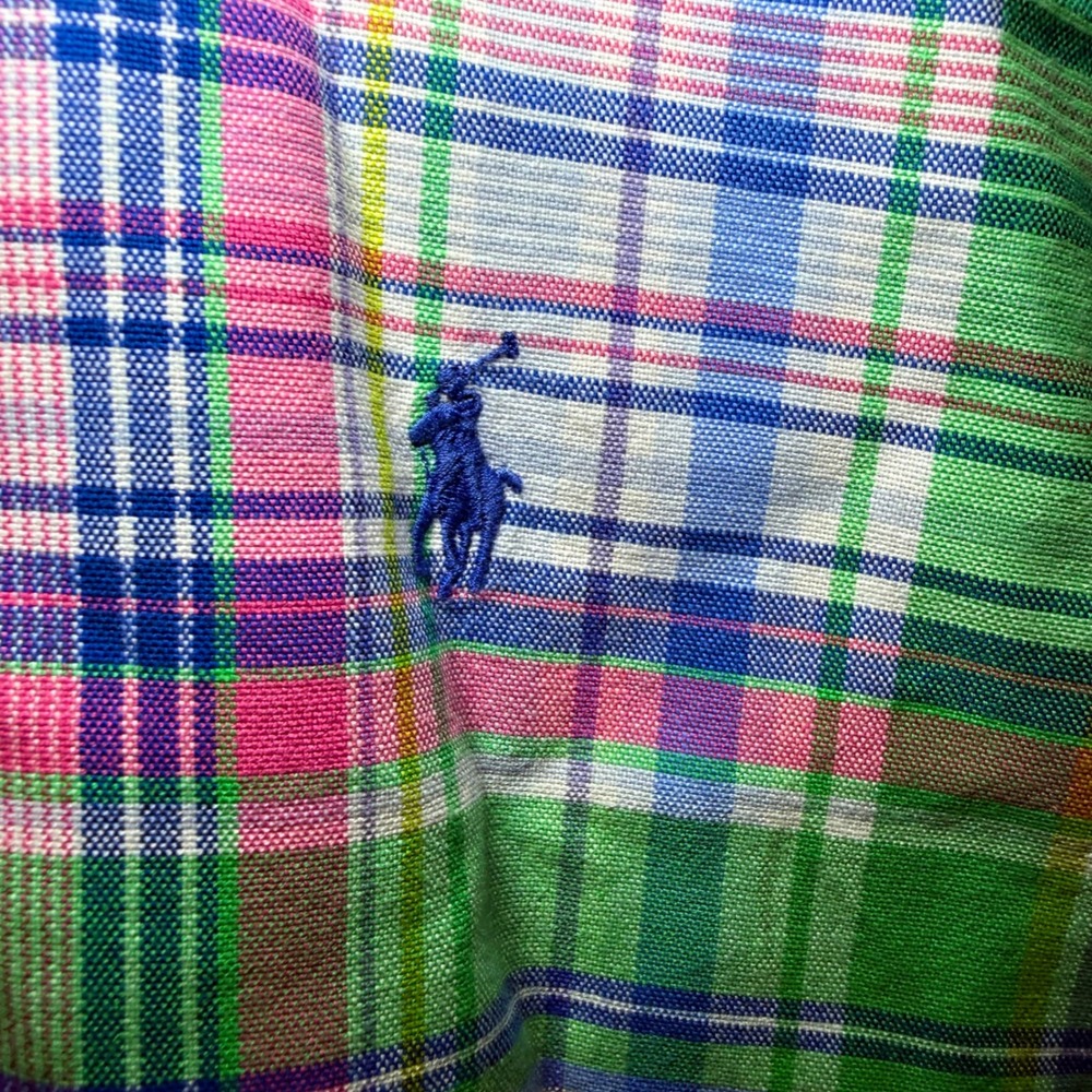 Polo Ralph Lauren Mens 4XB Plaid Button Down Shirt Green Pink Blue Big & Tall - Picture 6 of 9